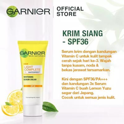 Garnier Light Complete Cream SPF 36 Sakura White Whitening Serum Day Cream SPF 30 20ML_Lynn Design