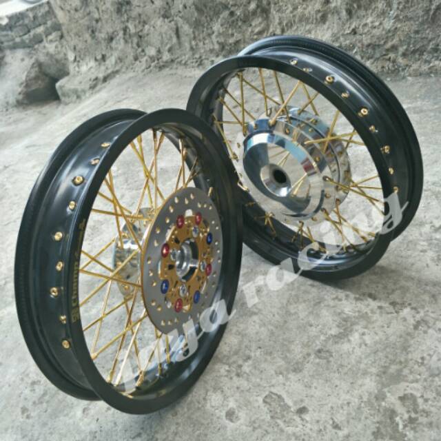 Sepaket velg ring 14 tapak lebar beat - beat fi - scoopy - vario 110 paket komplit plus stel velg