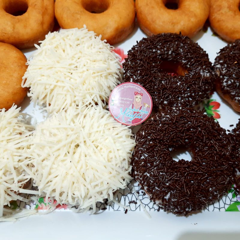 Donat klasik Minimal 12pc  gula ceres keju kacang tanpa pengawet empuk halal murah snack sehat donuts kentang