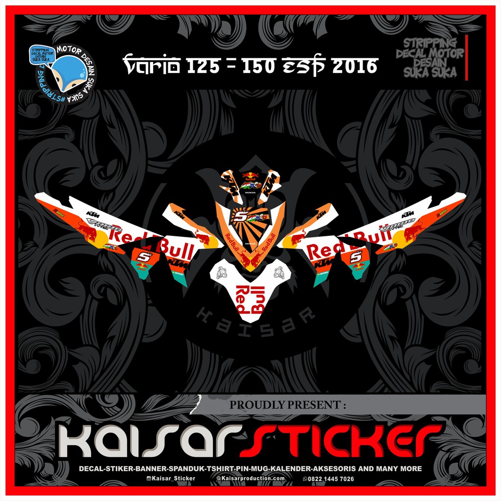 STIKER DECAL MOTOR FULL BODY STIKER VARIO 125-150 ESP REDBULL 2