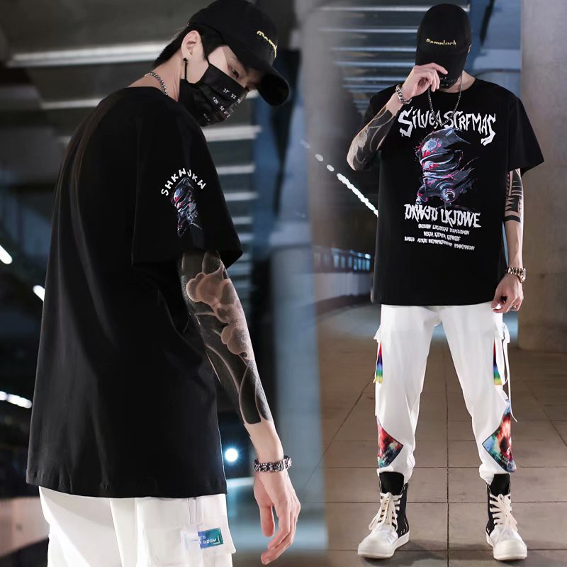 T-SHIRT FASHION SPANDEX OVERSIZE HIP-HOP PRIA DAN WANITA INS FASHION STREET FASHION SABLONAN GAYA KOREA TERBARU