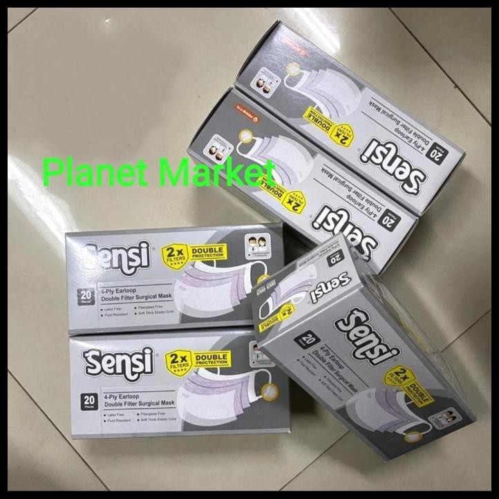 Masker Sensi 4 Play Earloop Surgical Double Protection 1 Box Isi 20 Pc