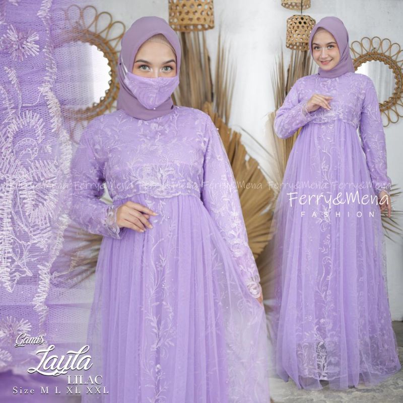 Produk original gamis tulle modern//gamis pesta //gamis layla