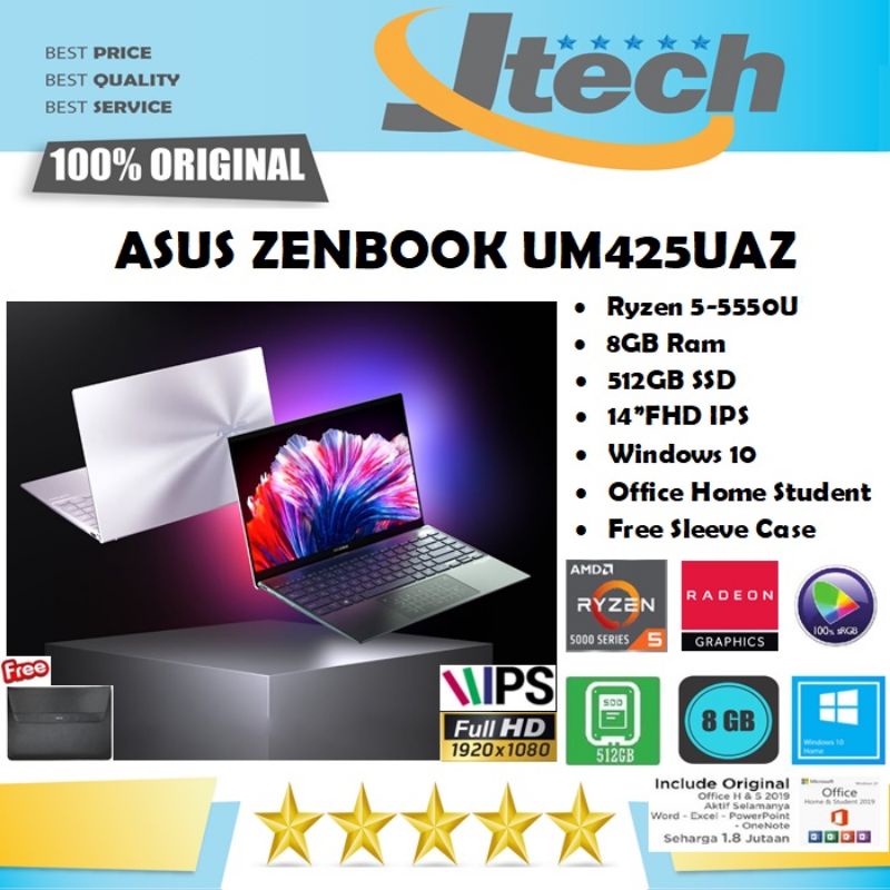 ASUS ZENBOOK UM425UAZ - RYZEN 5-5500U - 8GB - 512GB SSD - 14&quot;FHD IPS 100%