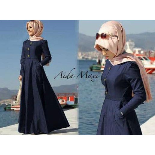 Dress Muslim Maxi Aida Denim Navy