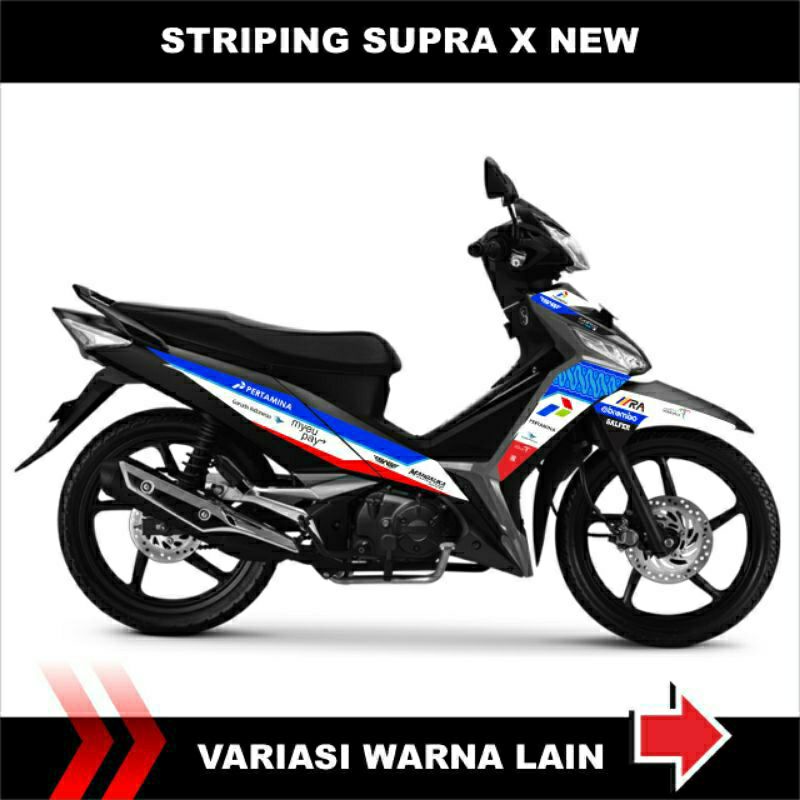 STIKER STRIPING MOTOR SUPRA X NEW / STICKER VARIASI MOTOR SUPRA X BARU MOTIF PERTAMINA MANDALIKA