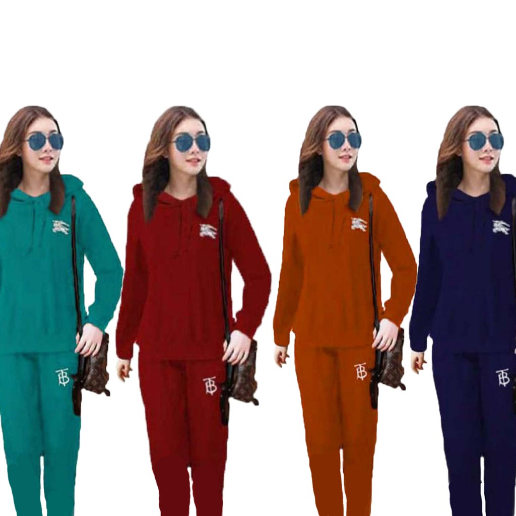 LVB Setelan Hoodie Wanita/Track Suit Wanita/Setelan Olahraga Wanita  Uk.L-XL-XXL-3XL BERRY HOODIE