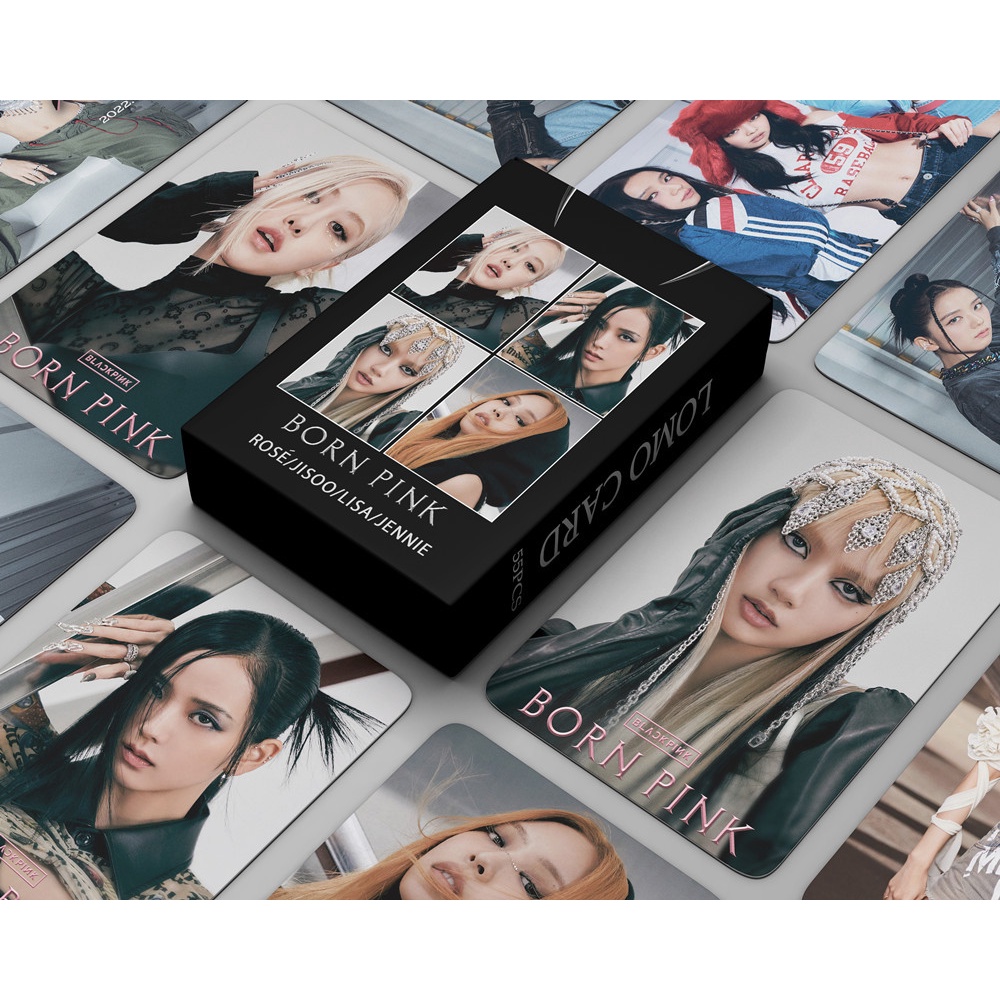 55pcs / Set Kartu LOMO Foto KPOP BLACKPINK JENNIE / LISA / ROSE / JISOO Untuk Koleksi