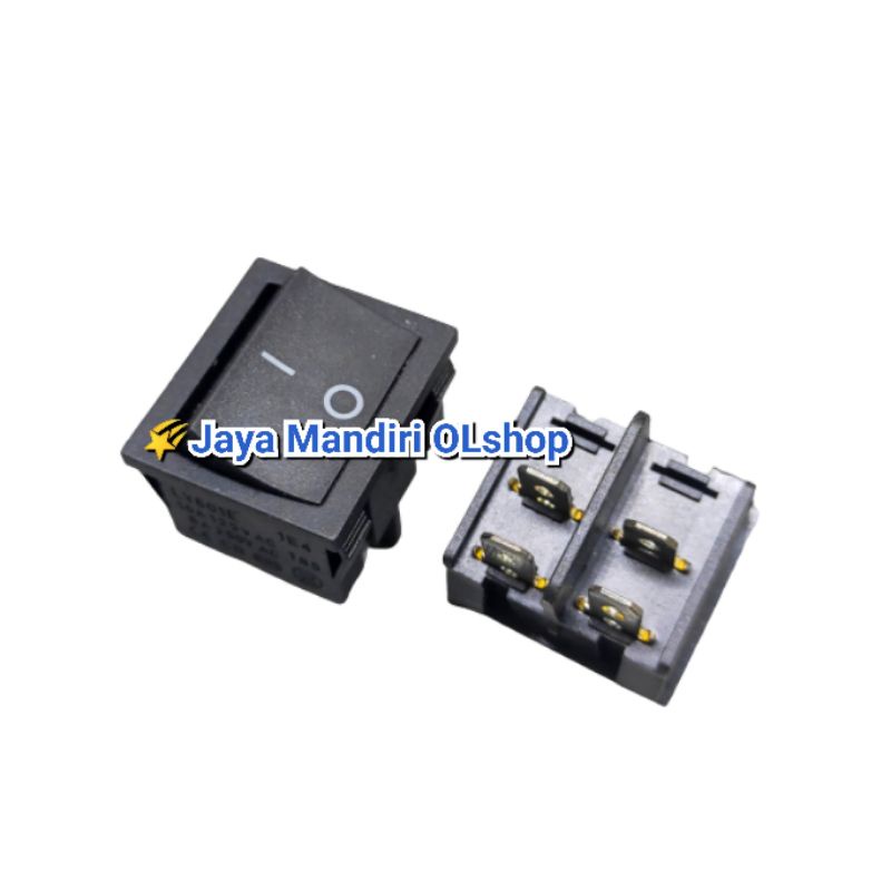 SAKLAR / SWITCH HITAM ON - OFF 4 PIN HITAM ( 24 x 21 MM )