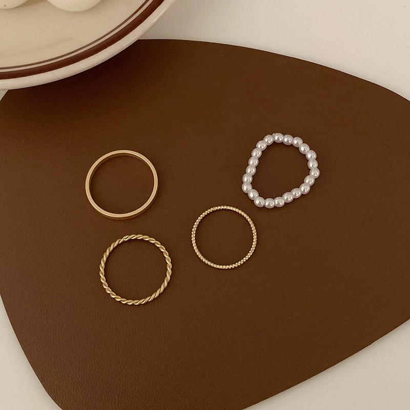 Four-piece Pearl Ring Accessories Simple Korean Retro