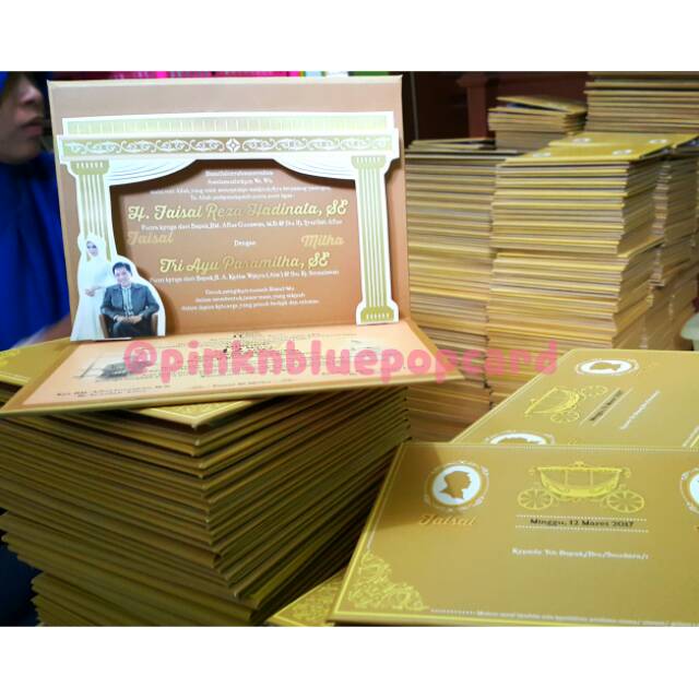 Undangan pernikahan popup pop up 3D unik murah vintage