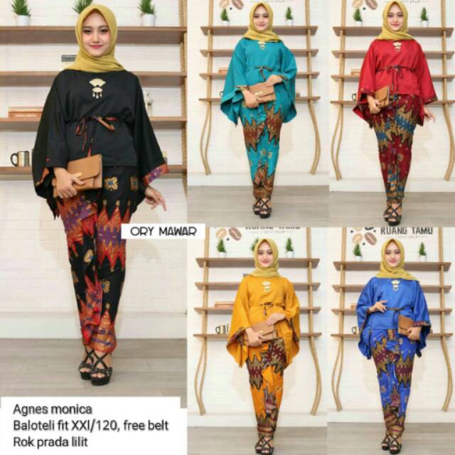 Setelan batik modern Agnes monica setelan kebaya pesta wanita murah pesta batik modern atasan jumb