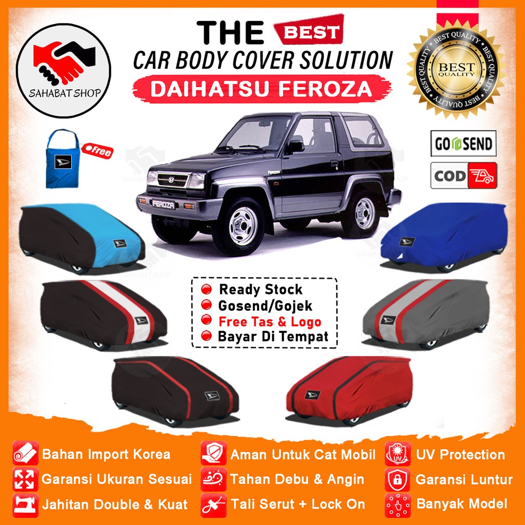 Sahabat Body Cover Mobil Feroza / Sarung Penutup Daihatsu Feroza Outdoor / Selimut Mantel Tutup Pelindung Kerudung Jas Mantol Pembungkus Kerodong Kelambu Terpal Bungkus Tutupan Mobil Feroza Waterproof Anti Air Model Orange