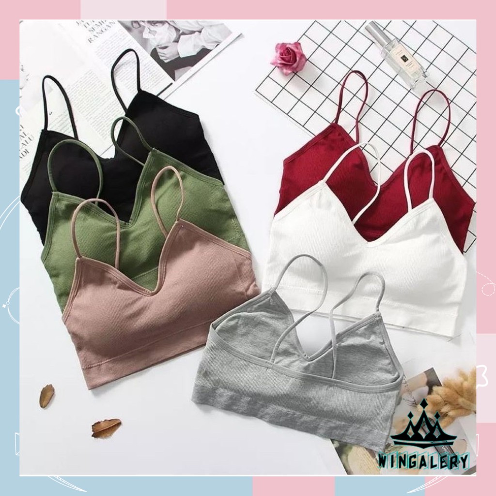 WINGALERY Bra Wanita Tanpa Kawat Bahan Halus Pakaian Dalam bralette Push Up Elastis 1039