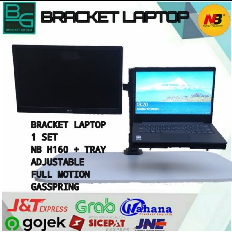 Bracket/Braket Laptop dan Monitor Jepit Meja North Bayou Max 30&quot;