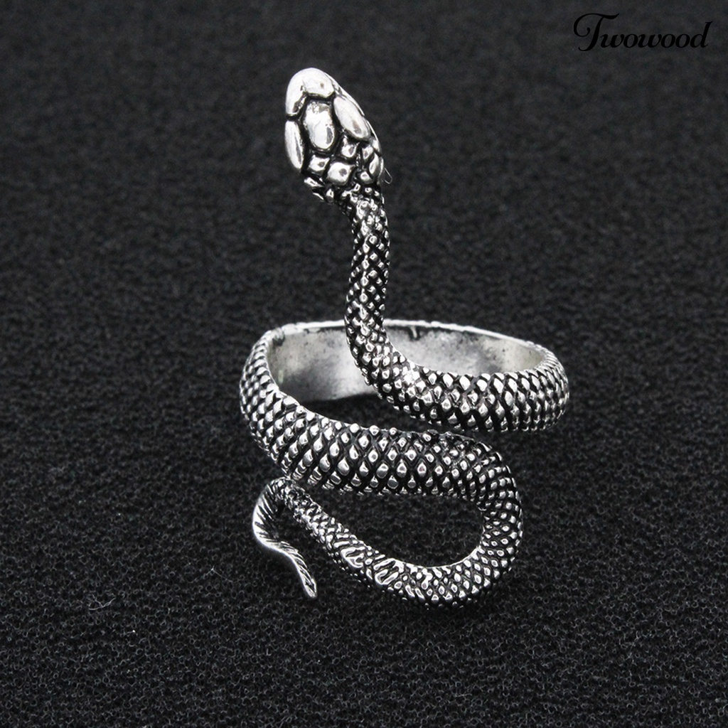 Cincin Bentuk Ular Bahan Alloy Adjustable Untuk Perhiasan