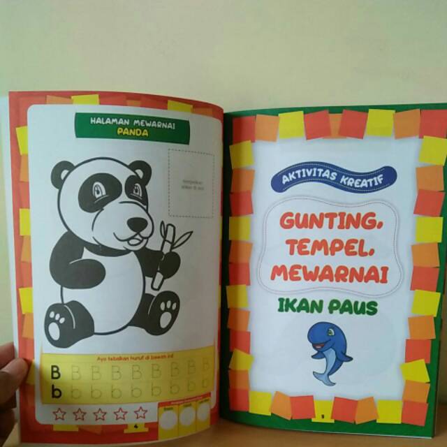 Checklist Gunting, Tempel, Mewarnai Binatang (Full Color, Bonus Stiker)