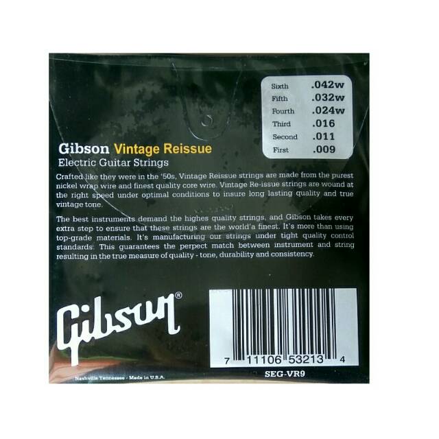 Senar gitar gibson pure ukuran 009