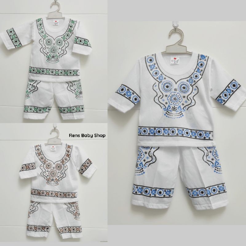 UJE Setelan baju celana muslim ngaji koko putih peci anak bayi laki laki