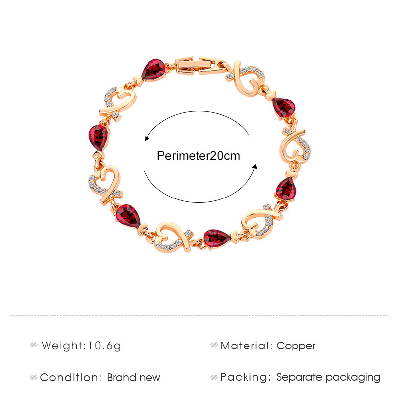 Korean Style Love Bracelet Hollow Temperament Flower Rhinestone Ladies Bracelet Heart Chain Bracelet Valentine's Day Gift