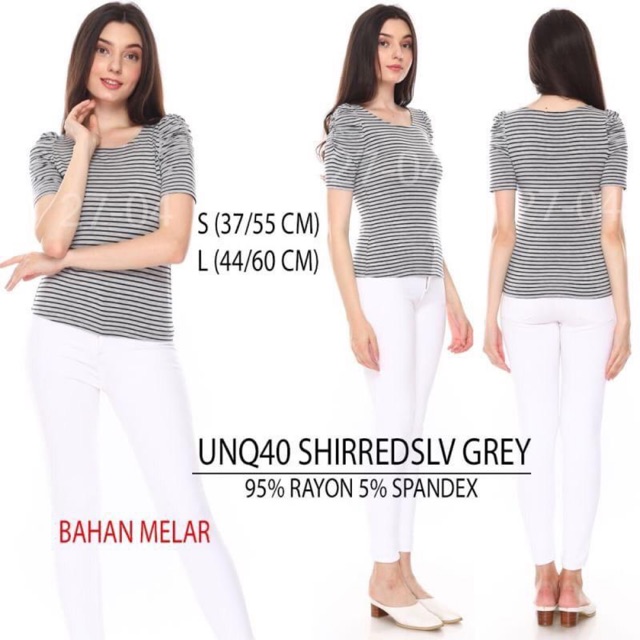 Kaos wanita motif garis branded UNIQLO original murah