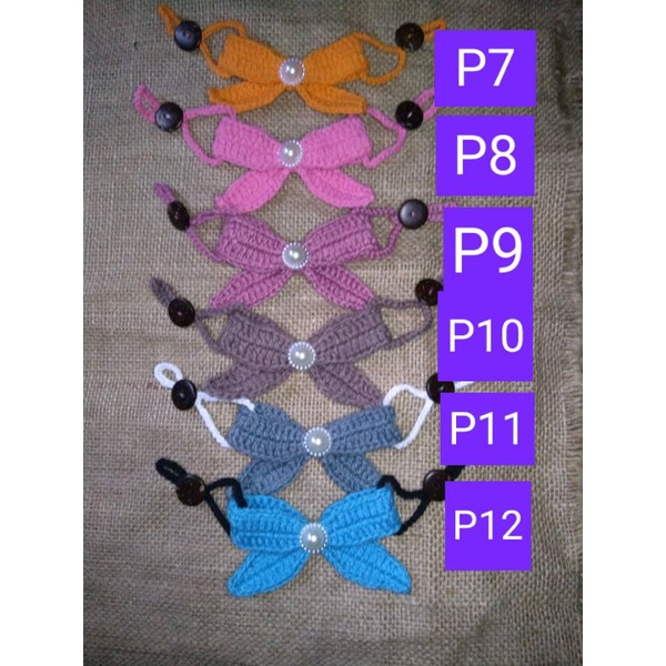 KONEKTOR MASKER HOMEMADE RAJUT MOTIF BUNGA DAN PITA