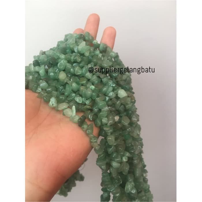 kerikil Batu mix giok hijau muda 1cm bahan gelang kalung green pecah bahan aksesoris kerajinan baju