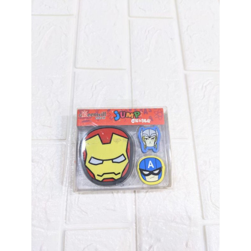 

eraser set marvel. iron man. captain america. thor. penghapus