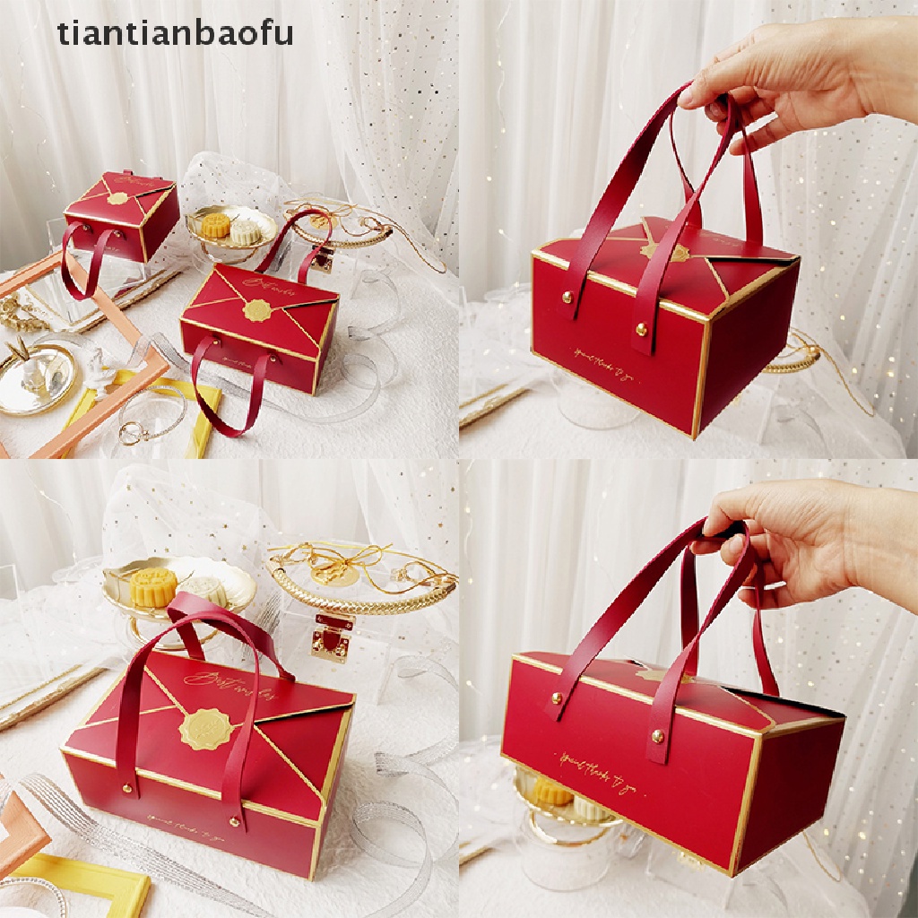 [tiantianbaofu] Leather Portable Rope Candy Bags Dessert Packaging Box Party New Year Gift Decor Boutique