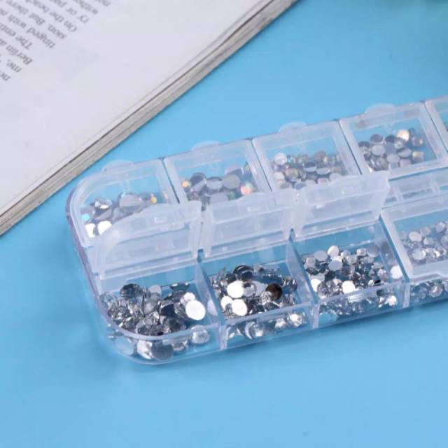 Rhinestone silver set uk 2mm,  3mm,  4mm,  5mm / Hiasan Nail art / decocase / tasbih digital &amp; henna