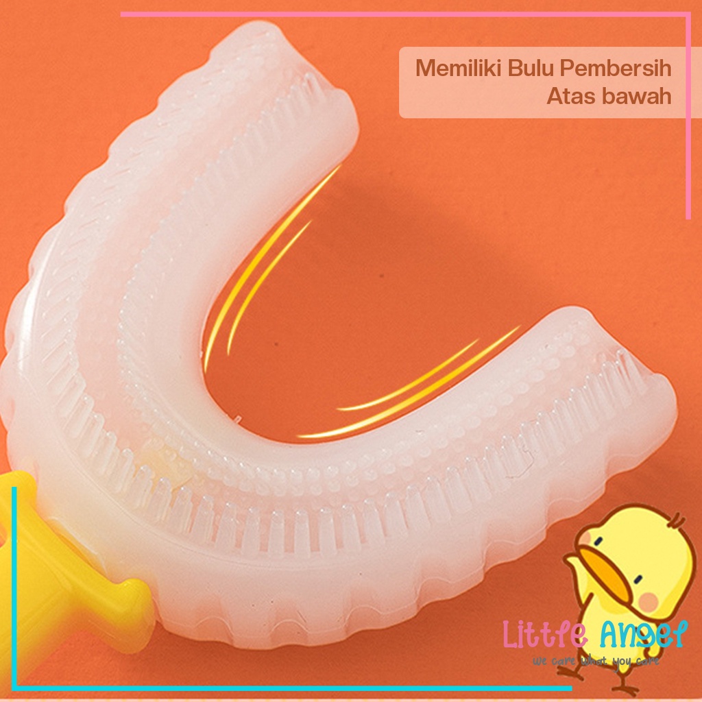 SIKAT GIGI BAYI ANAK BENTUK U Silikon Baby Training Toothbrush Kids 1 Tahun Karakter Bebek Premium Silicon Lembut Bulu Halus Import