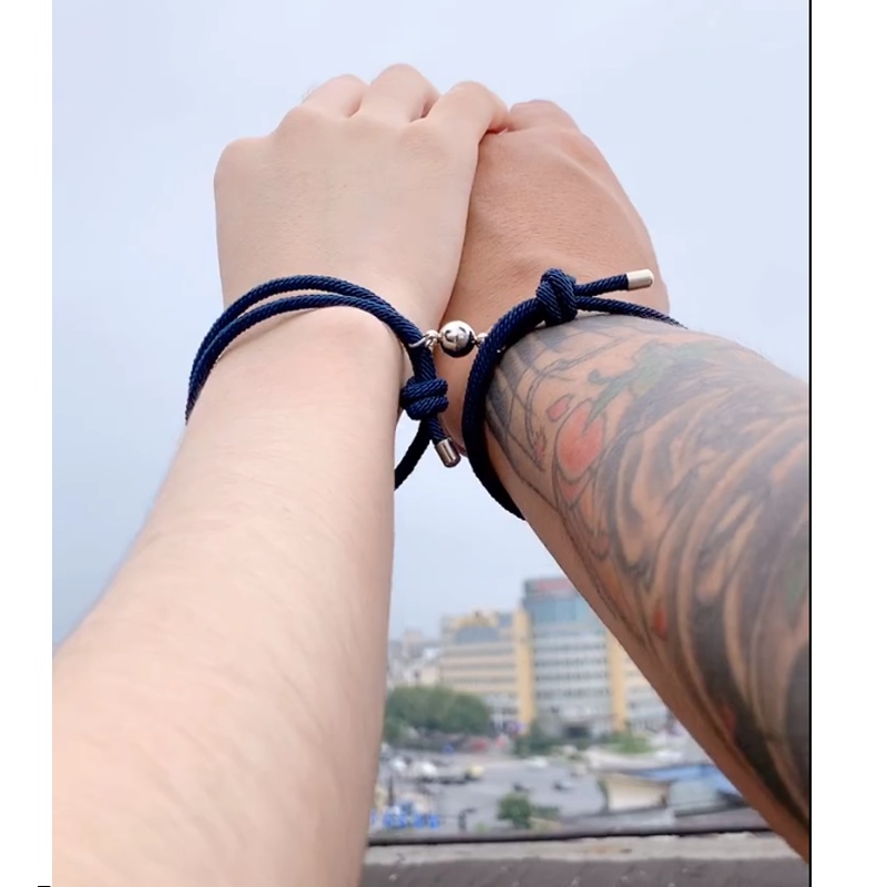 1 Pasang Gelang Tali Magnetik Bahan Stainless Steel Untuk Pria Dan Wanita