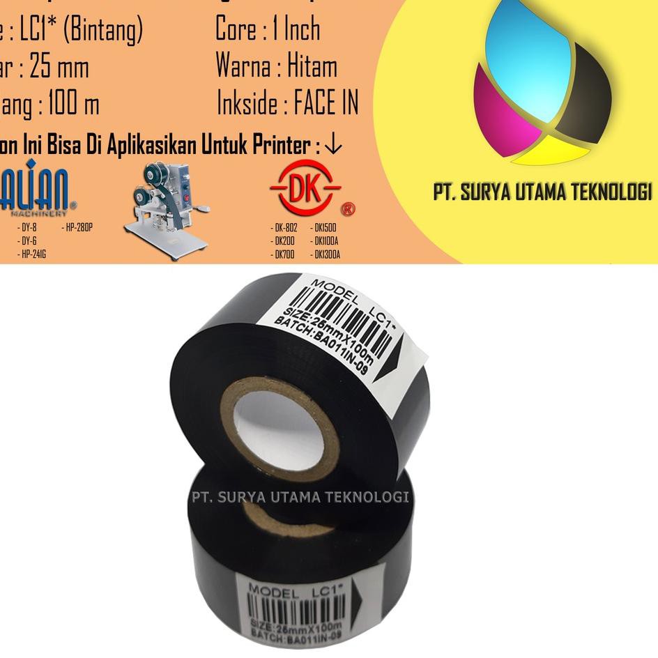 

BRZ Ribbon tape LC1* 25x100 pita tinta coding cetak expired hot stamping KODE192