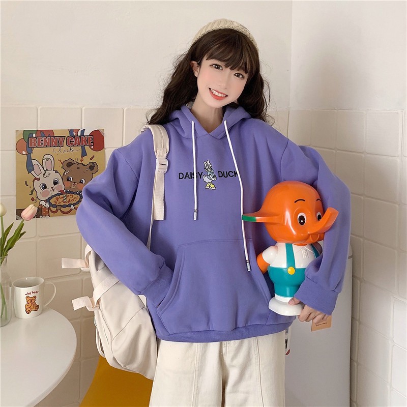 [littlecrab] Hoodie Oversize Korea Daisy Duck Bigsize Topi Pita Lucu Hoodie Unisex Korean Style