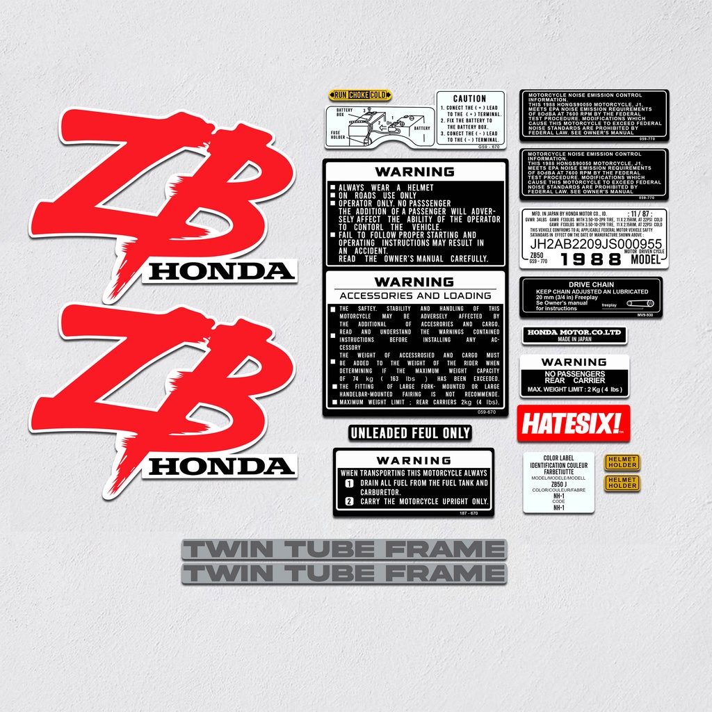 Sticker Stiker Decal Tempelan Honda Z50 ZB Hatesix