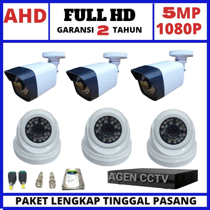 paket cctv 8 channel 6 kamera lensa 5mp full hd  ic sony 2 indoor 4 outdoor