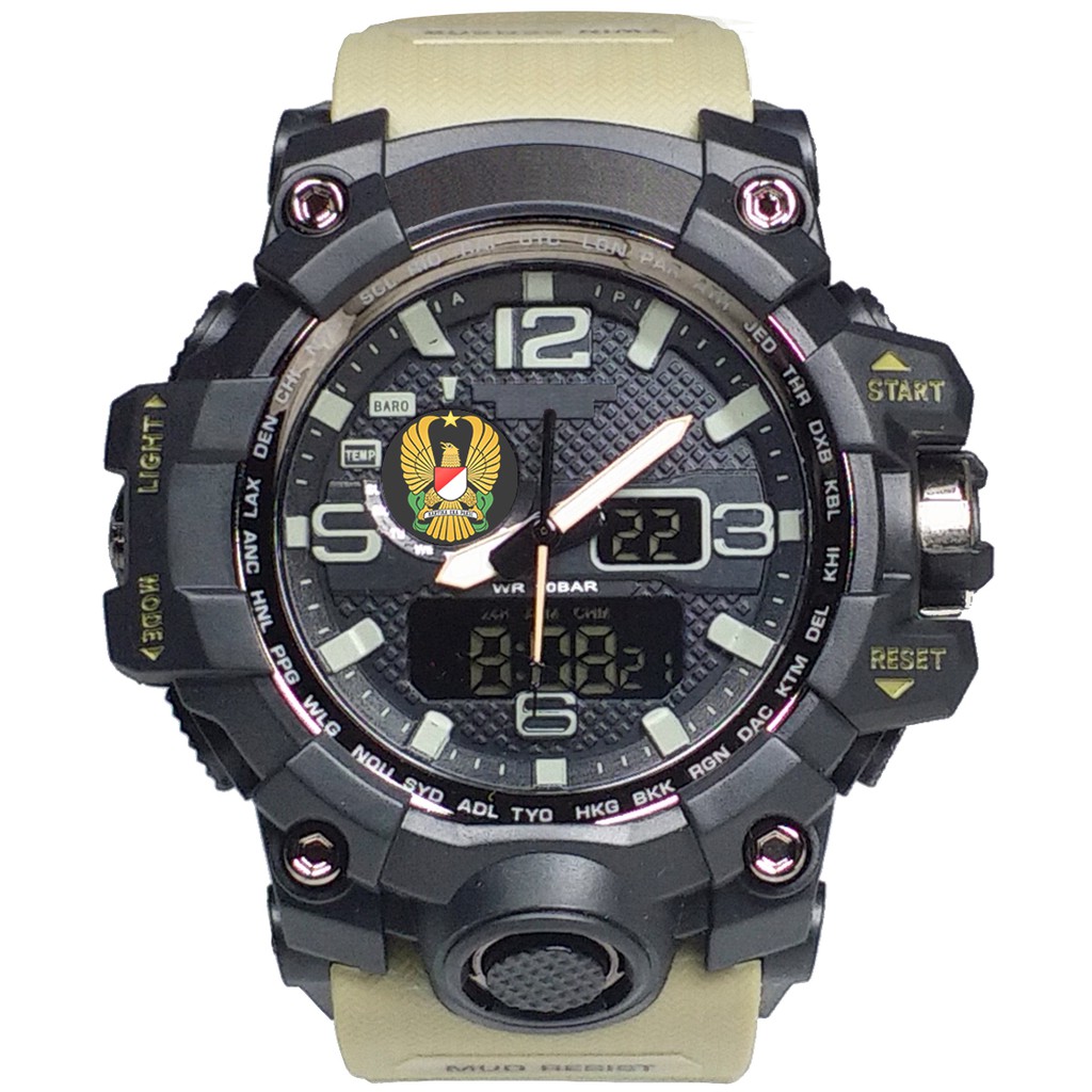 (Istimewa Bossque) Jam LOGO TNI - AD Double Time Tali Cream (Exclusive)