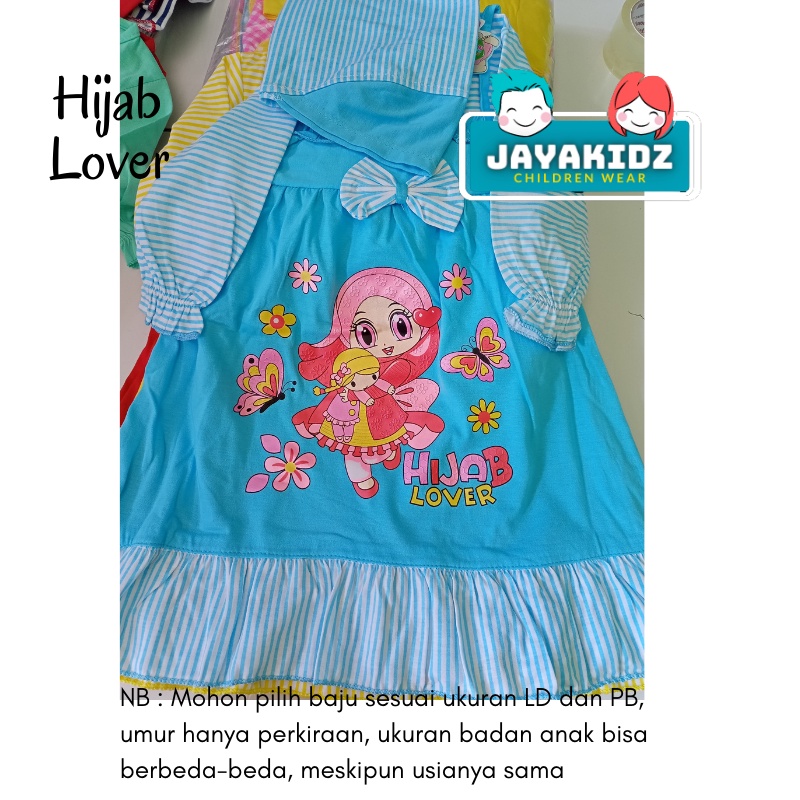Baju Muslim Gamis Bayi Perempuan Usia Baby Newborn 0 6 12 Bulan - Dress Muslim Anak Bayi Perempuan Lucu 0 6 12 Bulan 1 Tahun Murah-BIRU-HIJAB LOVER 01
