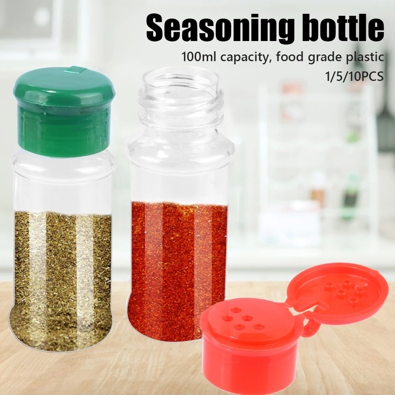 Botol Bumbu Bahan Plastik PET Transparan Ukuran 3.7x10cm Untuk Dapur