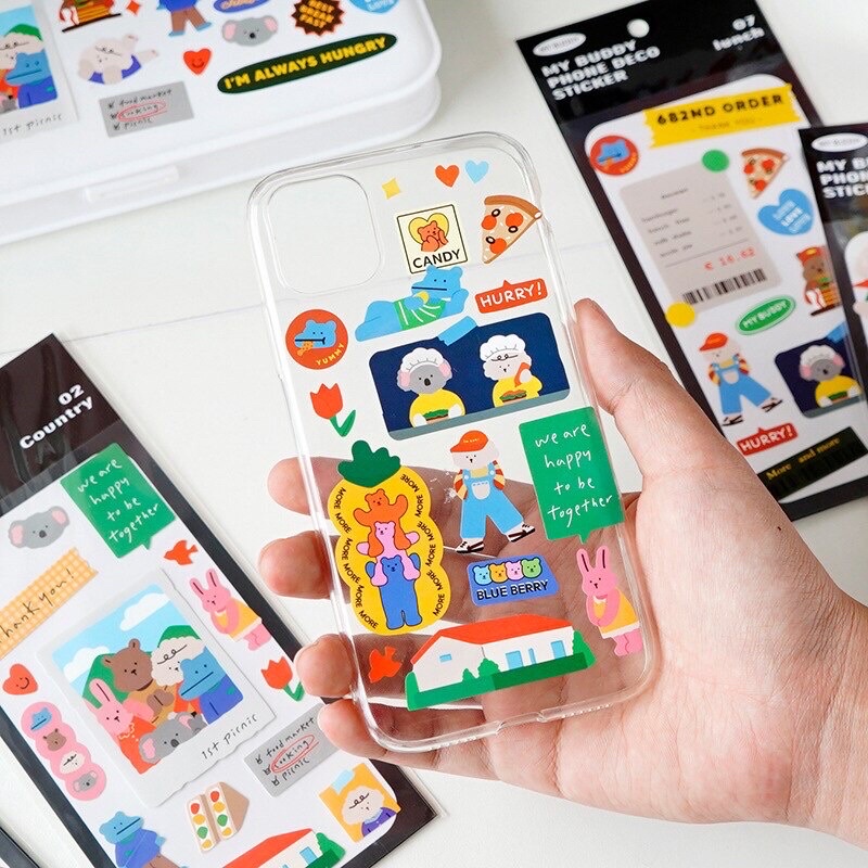 MY BUDDY PHONE DECO STICKER FANCY GUMMY BEAR DEKORASI HP LAPTOP KARAKTER KARTUN HEWAN LUCU KAWAII KIYOWO UNIK VIRAL DIY DIARY LOVELY GAYA KOREA JEPANG