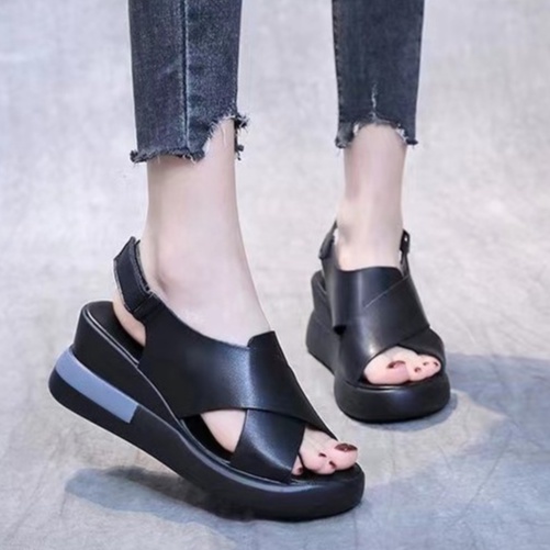 KZT-SW12 Sandal Wedges Strap Fashion Korea COD TERMURAH