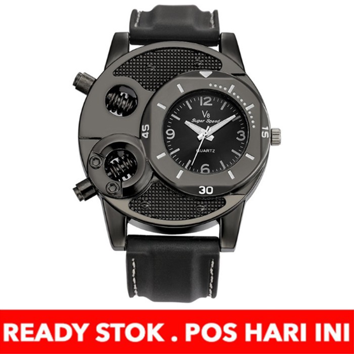 V6  Pria Fashion  Quartz Analog Men Women Leather Watch SW152