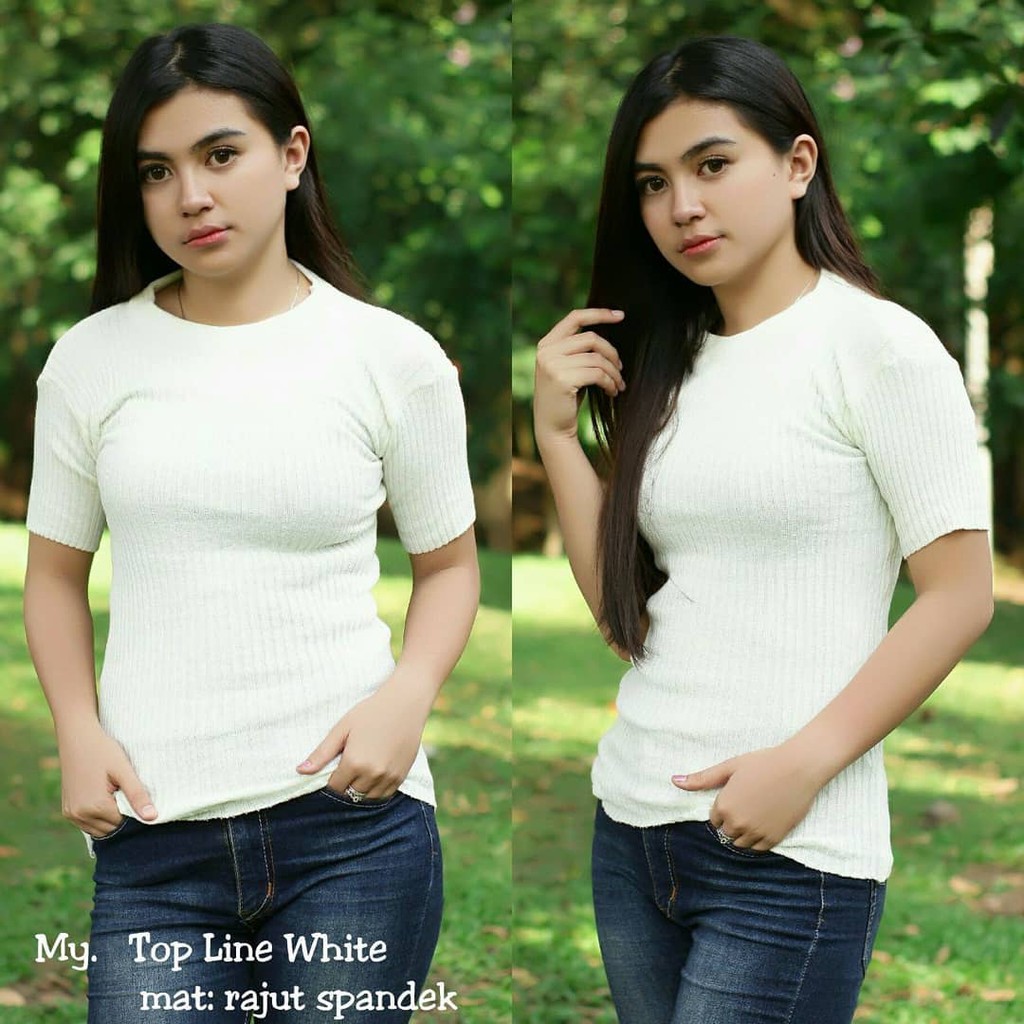 TOP KNIT Atasan Rajut Wanita - Lengan Pendek