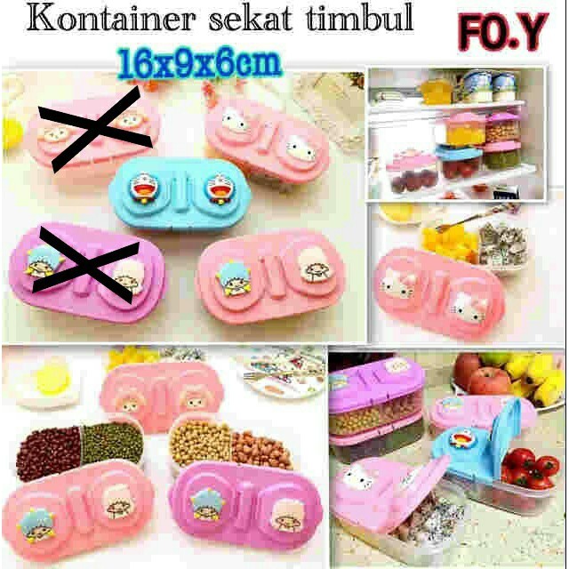 tempat bumbu 2 slots karakter tempat storage bekal doraemon hello kitty little star