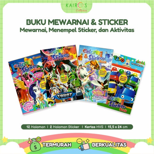 Buku Mewarnai Anak dan Sticker Buku Warna Anak Aktivitas Sticker