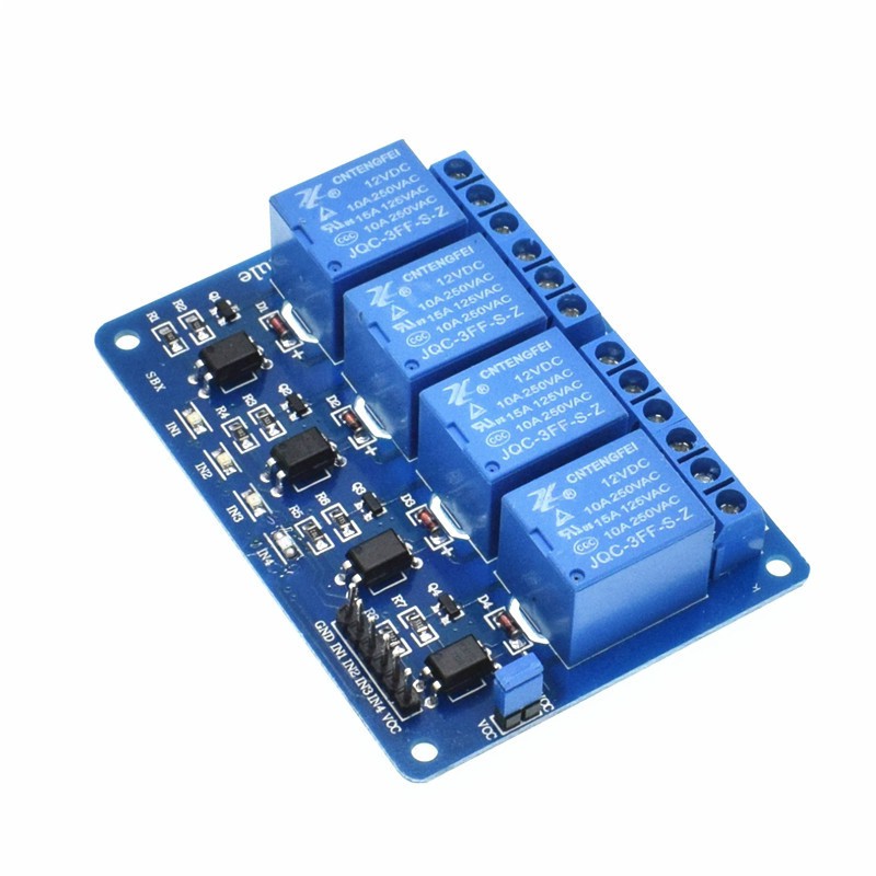 Modul Relay 4 Channel 12V Biru