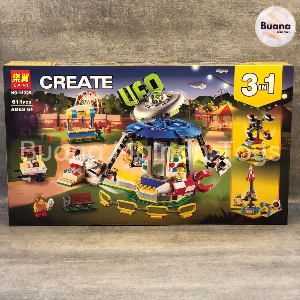 BRICKS LARI CREATE THEME PARK 11399 MODEL MAINAN EDUKASI ANAK CREATOR FIGURE TAMAN BERMAIN