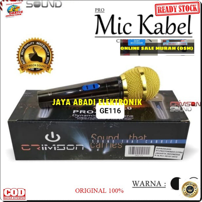 G116 ORIGINAL CRIMSON mic kabel dynamic Microphone cable mik karaoke mikrophone profesional pro musik music audio sound sistem system vokal vocal panggung dj studio G116  BISA DIGUNAKAN KE SEGALA ALAT AUDIO  Bahan besi  DYNAMIC MICROPHONE  Tidak pakai bat