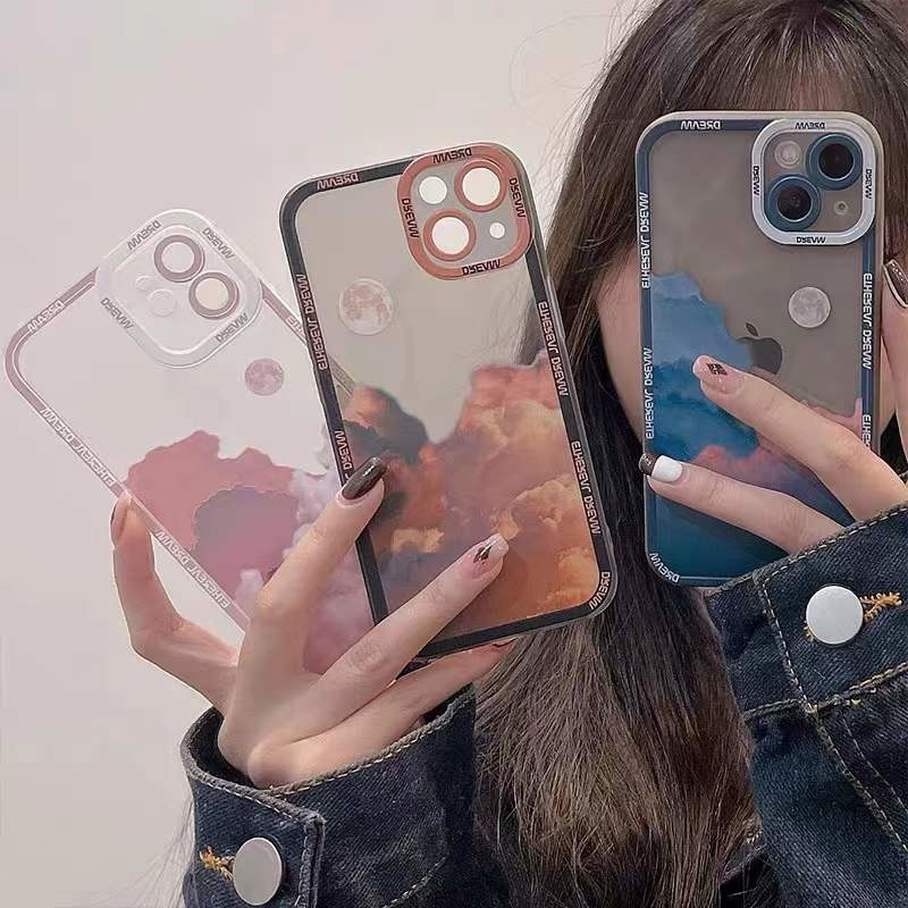 Compatible For iPhone 14 13 12 11 Pro Max X XR Xs Max 8 7 6 6s Plus SE 2020 Soft Case Pelindung Motif Cat Air Untuk