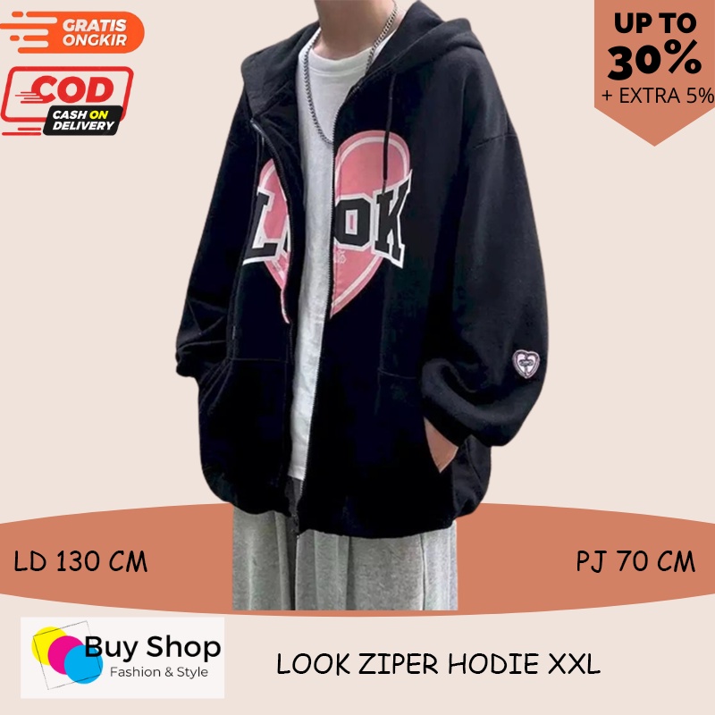 jacket oversize wanita LOOK HOODIE XXL LD 130 CM PJ 70 CM jacket korean styele big size jumbo